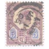 INGLATERRA - 1902-10 - REI EDUARDO VII - 5p VIOLETA E AZUL - USADO - Y 114 