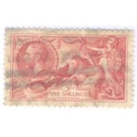 INGLATERRA - 1912-22 - GEORGE V 5 sh VERMELHO CARMINADO - FUNDO ALINHADO - Y 154
