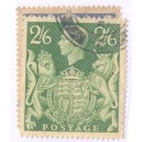 INGLATERRA - 1942 - REI GEORGE VI - USADO - TAMANHO GRANDE: 2/6 VERDE CLARO - 10 AZUL - 2 SELOS - Y 0233/234 
