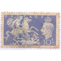 INGLATERRA - 1951 - GEORGE VI COM SÃO JORGE E O DRAGÃO 10s AZUL - USADO - Y 0258