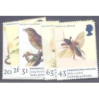 INGLATERRA - ANIMAIS AMEAÇADOS DE EXTINÇÃO - 6 SELOS - C/ MARCAS DE FERRUGEM