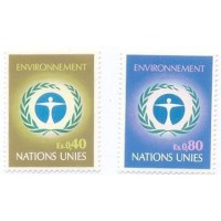 ONU GENEVE - 1972 - CONFERÊNCIA SOBRE MEIO AMBIENTE - SÉRIE 2 SELOS - NOVOS - C/ PONTOS DE FERRUGEM - Y 25/26 