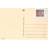ONU GENEVE - 1986 - BILHETE POSTAL C/ SELOS IMPRESSO DE 0,50 C/ EMBLEMA DA ONU SOBRE FUNDO COLORIDO