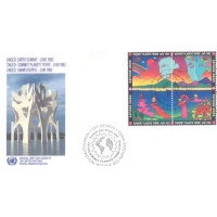 ONU GENEVE - 1992 - FDC - REUNIÃO PLANETA TERRA NÃO CIRCULADO - QUADRA - Y 227/30