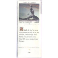 ONU GENEVE - 1989 - DECLARAÇÃO UNIVERSAL DOS DIREITOS DO HOMEM - SÉRIE 6 SELOS NOVOS SOLTOS C/ PONTINHO DE FERRUGEM E C/ LEGENDA DOS ART 3 E 4 EM FRANCÊS, INGLÊS E ALEMÃO - Y 180/185 