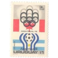 URUGUAY - 1975 - ANÚNCIO DOS GRANDES JOGOS: OLIMPÍADAS EM MONTREAL EM 1976 E COPA DO MUNDO NA ARGENTINA EM 1978 - MINT