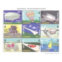 MONGOLIA - 2001 - MEIOS DE TRANSPORTES MODERNOS - BLOCO - MINT