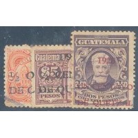 GUATEMALA - 1929 - SELOS DE 1926 C/ SOBRECARGA 1928 E NOVOS VALORES - SÉRIE 3 SELOS - USADOS - Y 228/+230 