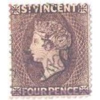 ST VICENTE - 1890-92 - SOBRECARGA 5d SOBRE 4p MARROM LILAS - USADO - Y 40