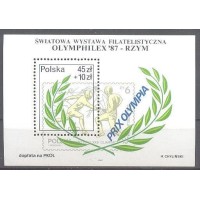 POLSKA - 1987 - BLOCO - OLIMPÍADAS - C/ CARIMBO