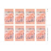 TANZÂNIA - MINI FOLHA C/ 8 SELOS - FLOR - ALOE GRAMINICOLA - MINT