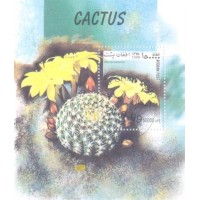 AFGHANISTAN - 1999 - BLOCO - NÃO CATALOGADO - CACTUS FLORIDO - BLOCO C/ CARIMBO LEVE PEGANDO UM POUCO MAIS QUE O CANTO DO SELO