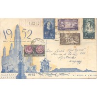 ÁFRICA DO SUL - FDC - TRICENTENÁRIO DA FUNDAÇÃO DA CIDADE DO CABO PÔR JAN RIEBEECK - SÉRIE COMPLETA SOBRE FDC ILUSTRADO - CIRCULADO C/ REGISTRO - Y 186/190