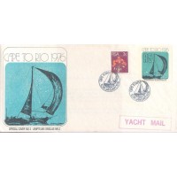 ÁFRICA DO SUL - 1976 - FDC - CAPE TO RIO - ENVELOPE OFICIAL ILUSTRADO SELADO C/ SELOS REGULAR DE 3c + ETIQUETA SEM VALOR POSTAL