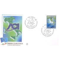 ITÁLIA - 2005 - FDC - CENTENÁRIO DA FUNDAÇÃO DO AUTOMÓVEL CLUB DA ITÁLIA - SOBRE ENVELOPE ILUSTRADO C/ O MESMO MOTIVO DOS SELOS - MAPA DA ITÁLIA E CIGLA