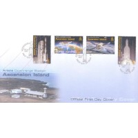 ASCENSION - 2003 - FDC - ASTRONÁUTICA - ARIANE DOWNRANGE STATTION - FOGUETE ARIANE E SATÉLITE ATV - LINDA SÉRIE C/ 4 SELOS SOBRE FDC ILUSTRADO - Y 0819/822