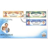 MONTSRRAT - 1981 - FDC - REALEZA - CASAMENTO DO PRÍNCIPE CHARLES COM LADY DIANA - 3 SELOS