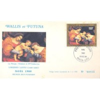 WALLIS FUTURA - FDC - ENVELOPE DE PRIMEIRO DIA COM O SELOS DE NATAL - PINTURA DE LORENZO LOTTO - FDC NUMERADO N. 000035 C/ FERRUGEM NOS PICOTES 