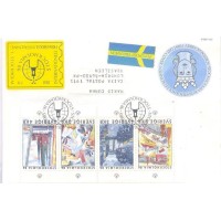 SUÉCIA - 1985 - FDC - PINTURA - STOCKHOLMIA 86 - QUADROS DE PINTORES SUECOS - SÉRIE 4 SELOS - ENVELOPE CIRCULADO DA SUÉCIA PARA O BRASIL - Y 1316/1319