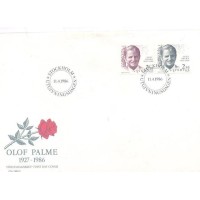 SUÉCIA - 1986 - FDC - PERSONALIDADE - HOMENAGEM A OLAF PALME (1927-1986) - 1º MINISTRO ASSASSINADO - SÉRIE 2 SELOS - Y 1366a