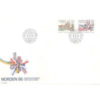SUÉCIA - 1986 - FDC - ARQUITETURA - CIDADES GÊMEAS - SÉRIE 2 SELOS - Y 1379/1380 