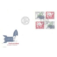 SUÉCIA - 1986 - FDC - ANO INTERNACIONAL DA PAZ - PELA PAZ E LIBERDADE - RAMO DE LOURO SOBRE ARMAS E MÃOS COM ALGEMAS PARTIDAS - SÉRIE 2 PARES HORIZONTAIS - Y 1389a/1390a