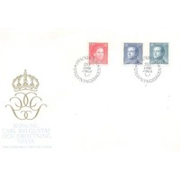 SUÉCIA - 1986 - FDC - RETRATOS DO REI CARLOS XVI GUSTAVO E DA RAINHA SÍLVIA - SÉRIE 3 SELOS - Y 1351/1353