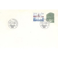 SUECIA - 1983 - FDC - NORDEM 83 - VIAGEM PELOS PAÍSES NÓRDICOS - BARCO A VELAS - CICLISTAS SÉRIE 2 SELOS - Y 1212/1213