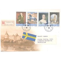 SUECIA - 1987 - FDC - PINTURA - 450º ANIVERSÁRIO DO CASTELO DE GRIPSHOLM - OS TESOUROS DE ARTE DO CASTELO - QUADROS - SÉRIE 4 SELOS - FDC CIRCULADO - Y 1428/1431