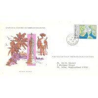 SEYCHELLES - 1978 - FDC - BICENTENÁRIO DA CIDADE DE VICTORIA - 1r.25 PRETO AMARELO VERDE E AZUL - PLANTA DA CIDADE EM 1782 - SOBRE FDC ILUSTRADO E ENDEREÇADO - Y 406
