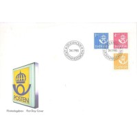 SUÉCIA - 1985 - FDC - SÉRIE CORRENTE - CORNETA SÍMBOLO DO CORREIO - SÉRIE 3 SELOS - Y 1298/1300 