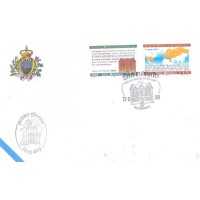 SAN MARINO - 1999 - FDC - UPU - 125º ANIVERSÁRIO DA UNIÃO POSTAL UNIVERSAL - SÉRIE 2 SELOS SOBRE FDC OFICIAL C/ BRASÃO DE SAN MARINO - Y 1631/1632