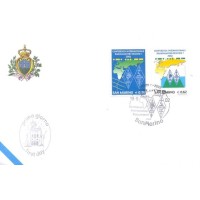 SAN MARINO - 2002 - FDC - COMUNICAÇÃO - CONFERÊNCIA INTERNACIONAL DOS RADIOAMADORES REGIÃI I - SÉRIE 2 SELOS SOBRE FDC OFICIAL C/ BRASÃO DE SAN MARINO - Y 1823/1824