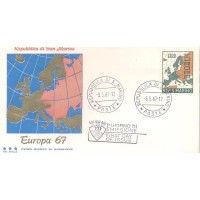 SAN MARINO - 1967 - FDC - TEMA EUROPA: MAPA DA EUROPA C/ DESTAQUE PARA O OESTE EUROPEU, SOBRE 4 FDC ILUSTRADOS DIFERENTES - Y 0697