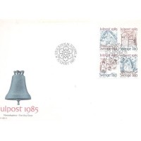 SUÉCIA - 1985 - FDC - NATAL - SELOS PARA A CORRESPONDÊNCIA DE NATAL - PINTURAS MEDIEVAIS DE ALBERTUS PICTOR - SÉRIE 4 SELOS - Y 1342/45 