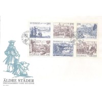 SUÉCIA - 1984 - FDC - ANTIGAS CIDADES DA SUÉCIA - SÉRIE 6 SELOS - Y 1274/79 