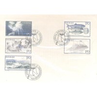 SUÉCIA - 1979 - FDC - PESQUISAS MARÍTIMAS CONCERNENTES AO ARENQUE - ARENQUES NAVIOS - MAPA - ETC - SÉRIE 5 SELOS - Y 1060/1064