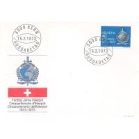 SUIÇA - 1973 - FDC - MILITARISMO - CINQUENTENÁRIO DA INTERPOL - 40c EMBLEMA - SOBRE FDC ILUSTRADO - Y 0923