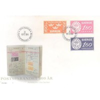 SUECIA - 1984 - FDC - CENTENÁRIO DA CAIXA DE RECOLHIMENTO DE MULTAS DO CORREIO SUECO - MOTIVOS BASEADOR NOS SELOS DE TAXA - SÉRIE 3 SELOS - Y 1249/1251