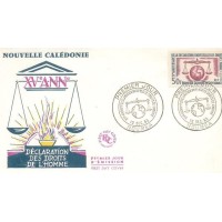 NOVA CALEDÔNIA - 1963 - FDC - 15º ANIVERSÁRIO DA DECLARAÇÃO UNIVERSAL DOS DIREITOS DO HOMEM GLOBO TERRESTRE, BALANÇA (SÍMBOLO DA JUSTIÇA) SOBRE FDC - Y 313