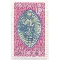 VATICANO - 1953 -  YT-191 - BISPO PETRUS LOMBARDUS - NOVO - S/ GOMA - C/ PONTOS DE FERRUGEM