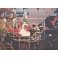 VIRGIN ISLANDS - 1986 - REALEZA - CASAMENTO DO PRÍNCIPE ANDREW E MISS SARAH FERGUSON - BLOCO - NOVO - SEM GOMA - Y BL-30 