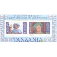 TANZÂNIA - 1985 - REALEZA - 85 ANOS DA RAINHA MÃE DA INGLATERRA - 1 BLOCO - MINT - Y BL-40B 