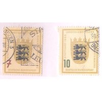 ALEMANHA FEDERAL - 1955 - EXPOSIÇÃO DE STUTTGART - BRASÃO DA CIDADE - SÉRIE 2 SELOS - USADOS - Y 89/90 