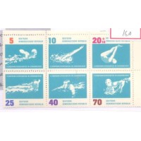 ALEMANHA DEMOCRÁTICA - 1962 - 10º CAMPEONATO EUROPEU DE NATAÇÃO A LEIPZIG - SÉRIE 6 SELOS - MINT - SE-TENANT - Y 620/25
