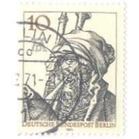 ALEMANHA BERLIN - 1971 - 5º ANIVERSÁRIO DO NASCIMENTO DE ALBRECHT DURER "O TOCADOR DE GAITA" DETALHE - USADO - Y 0366