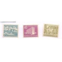 ALEMANHA BERLIN - 1954 - NOVO - EDIFÍCIOS - 3 SELOS - S/ GOMA - YT-99+101+102 - MI-121/23 