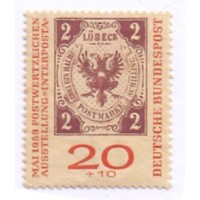 ALEMANHA FEDERAL - 1959 - USADO - CINQUENTENÁRIO DOS SELOS DE HAMBURGO E DE LUBECK E EXPO. FILATÉLICA INTERNACIONAL INTERPOSTA - REPRODUÇÃO DE SELOS ANTIGOS DESSES ESTADOS - SÉRIE 2 SELOS - YT-181/182 - MI-310/311a