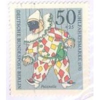 ALEMANHA BERLIN - 1970 - USADO - PRÓ JUVENTUDE - MARIONETES - 50p+25p - PALHAÇO MASCARADO - YT-338 - MI-376