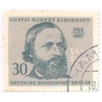 ALEMANHA BERLIN - 1974 - USADO - GUSTAV ROBERT KIRCHHOFF (1824-1887) FÍSICO - RETRATO E FÓRMULA - YT-429 - MI-465